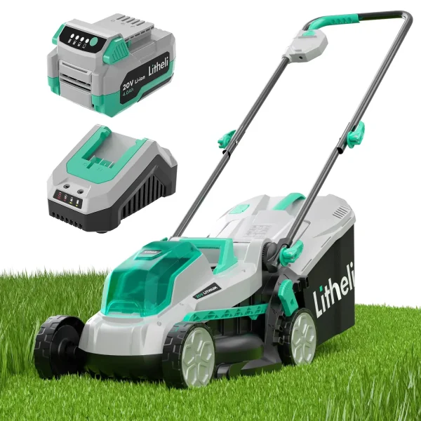 Cordless 13 Inch Cordless Lawn Mower 5 Heights 20V Electric Push Brushless Lawnmower for Garden, Yard, 4.0Ah, Customized