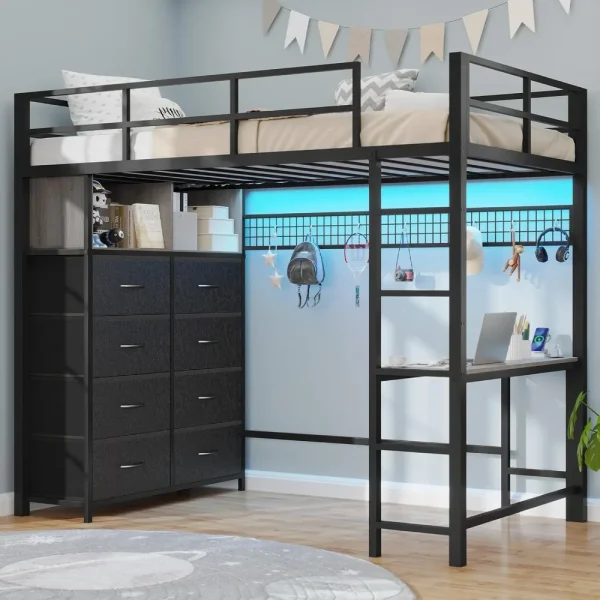 Twin Loft Bed with Desk &