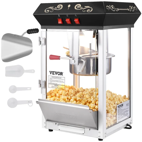 SucceBuy Popcorn Popper Maker Machine 8 Oz Kettle Makes 48 Cups per Batch Countertop Includes 4 Scoops Movie Theater Style