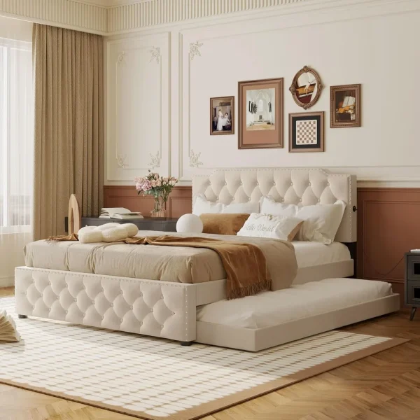 Queen Size Upholstered Platform Bed
