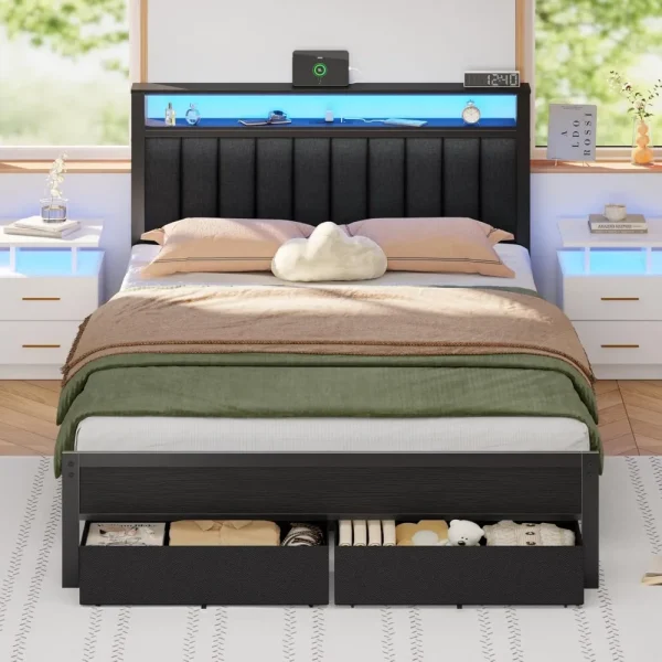 Bed Frame with Charging Stationd