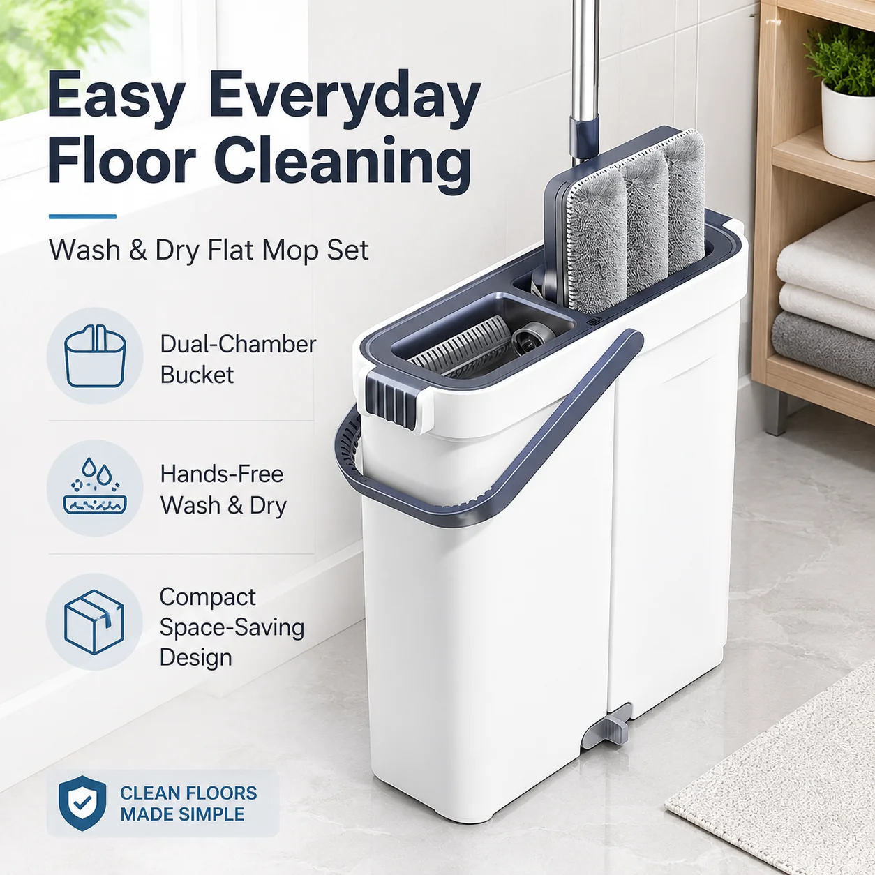 Slim Self-Wringing Mop Set - Image 1