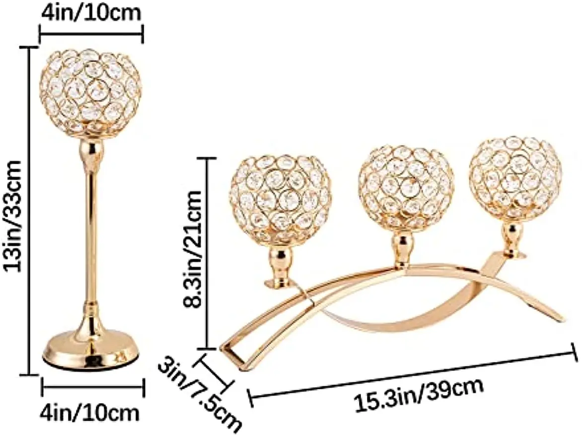 Gold Triple Candle Holder - Image 2