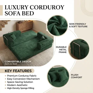 Plush Corduroy Convertible Lounge - Thumbnail Image 9