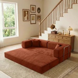 Plush Corduroy Convertible Lounge - Thumbnail Image 4