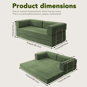 Plush Corduroy Convertible Lounge - Thumbnail Image 2