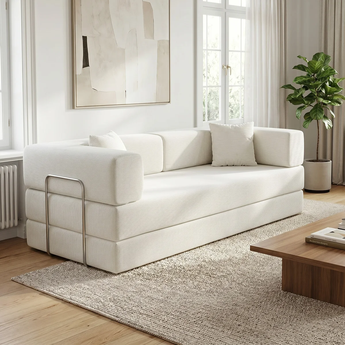 Plush Corduroy Convertible Lounge - Image 8