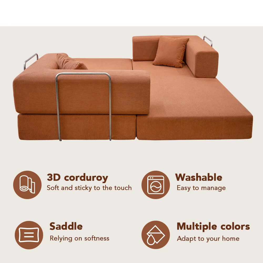 Plush Corduroy Convertible Lounge - Image 3